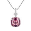Pink Square Stone Silver Pendant