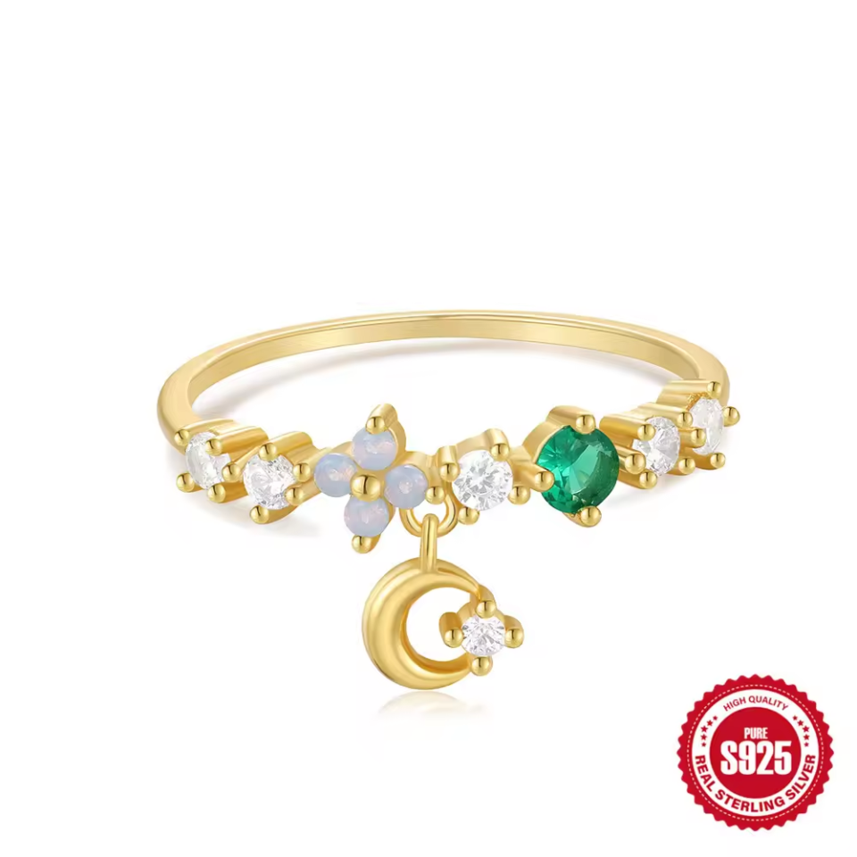 Gold Flower Moon Ring