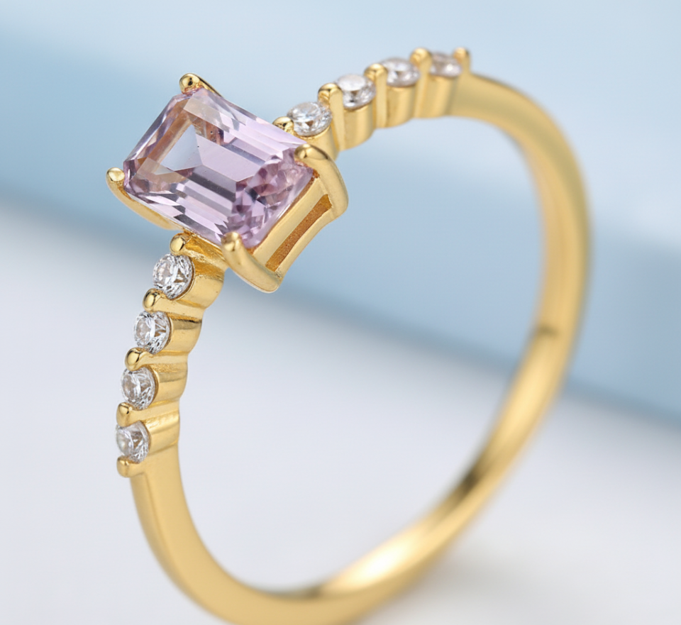 Amethyst Aura Rectangle Ring