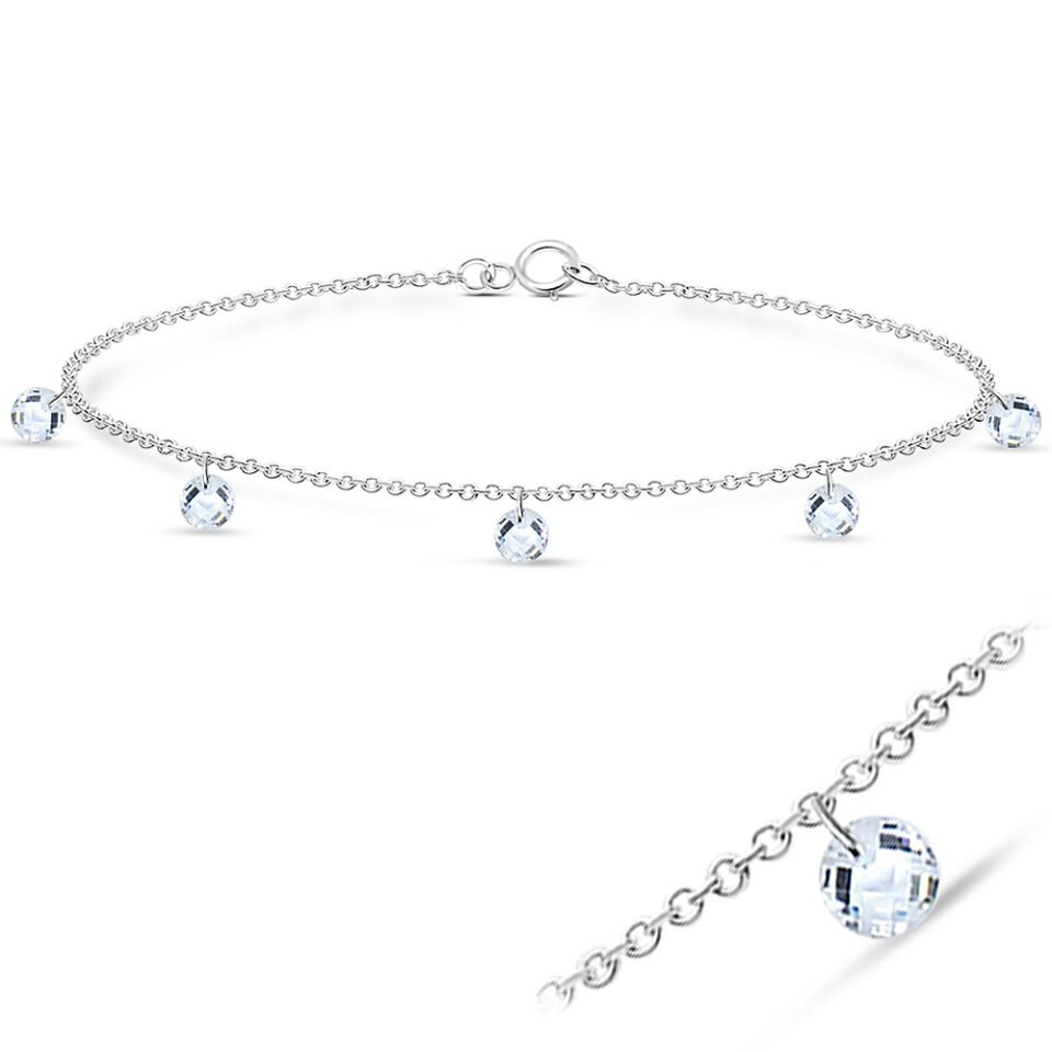 Glittering Round Crystal Anklet
