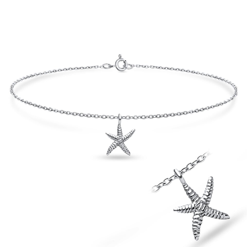 Starfish Silver Anklet