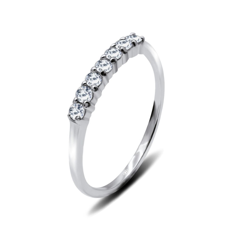 Straight CZ Silver Ring