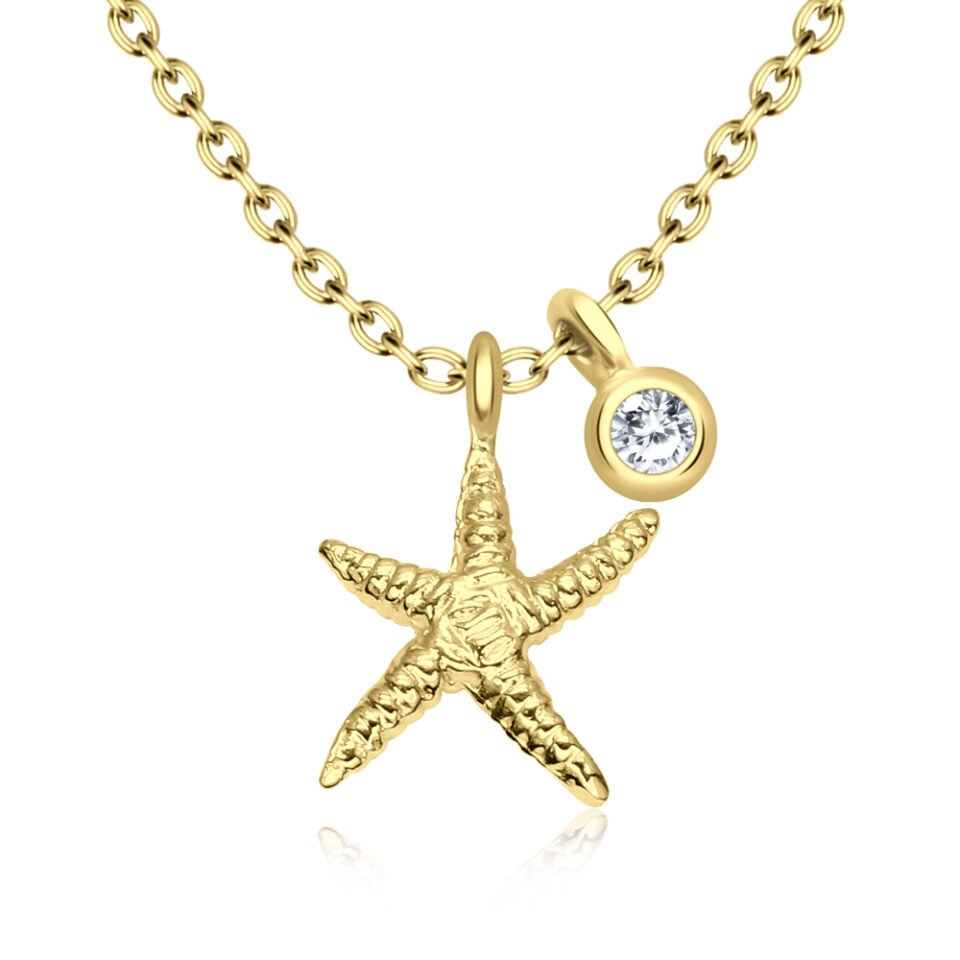 Starfish Round CZ Silver Necklace