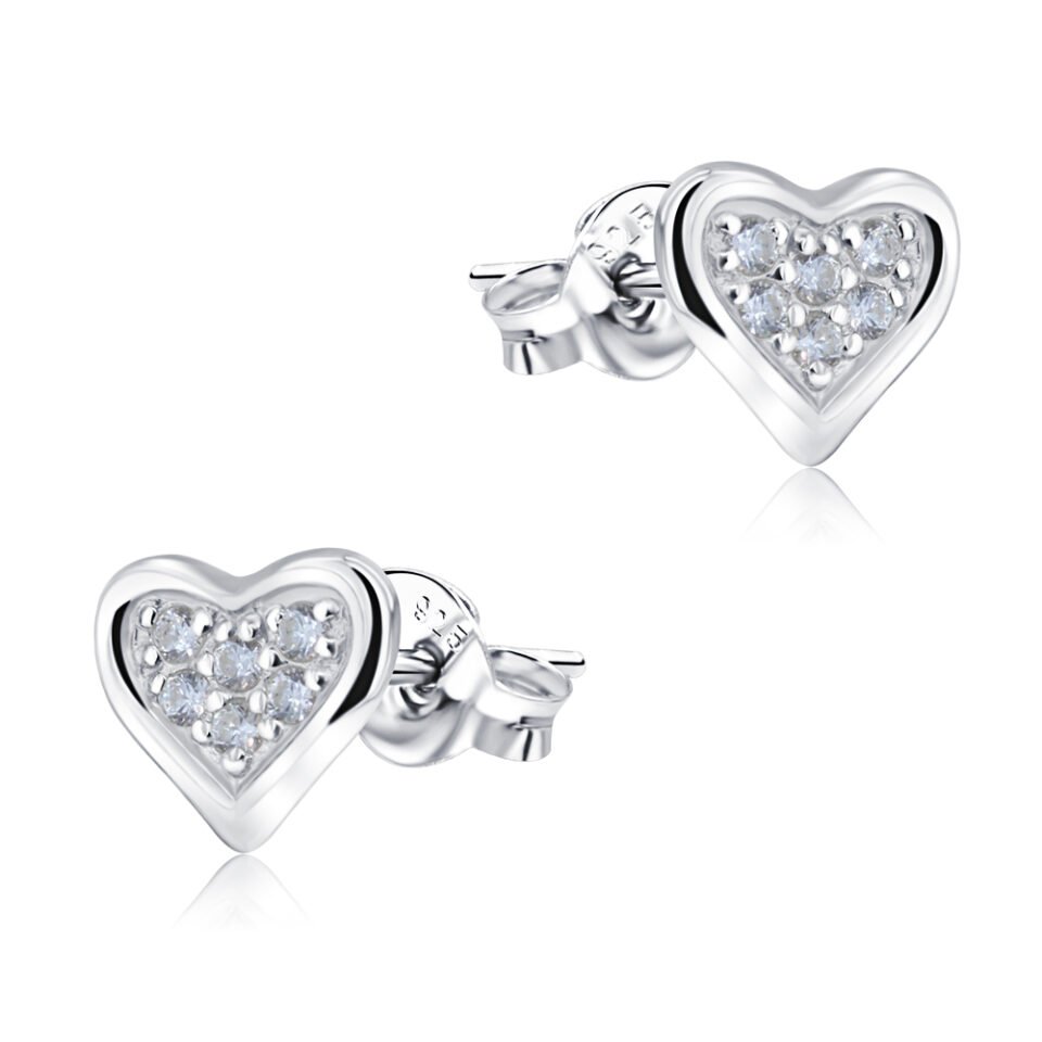 Heart Crystal Silver Stud Earring