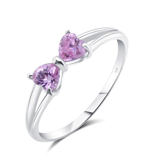 CZ Bow Silver Ring
